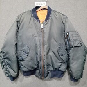 Vintage Air Force MA-1 bomber Jacket Harry Fox & Associates Navy Blue Small